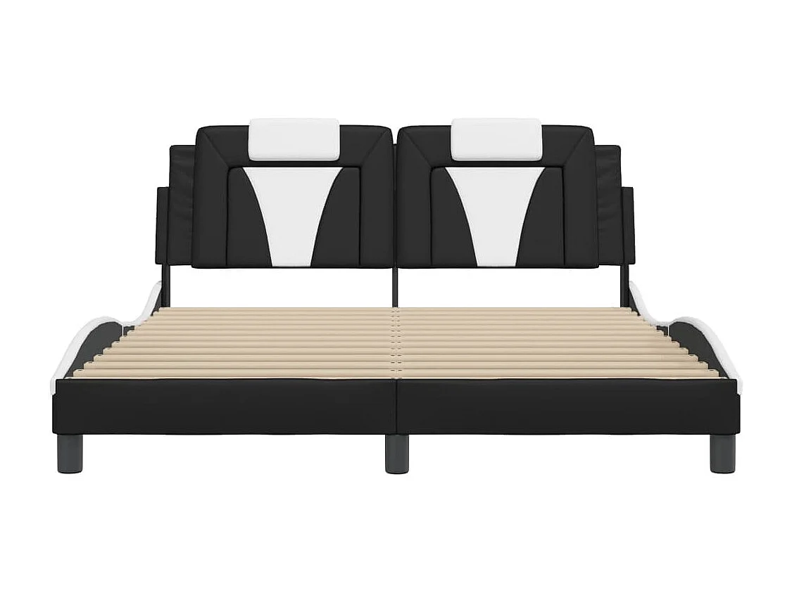 Bedframe "Viana" zonder matras kunstleer zwart en wit 160x200 cm