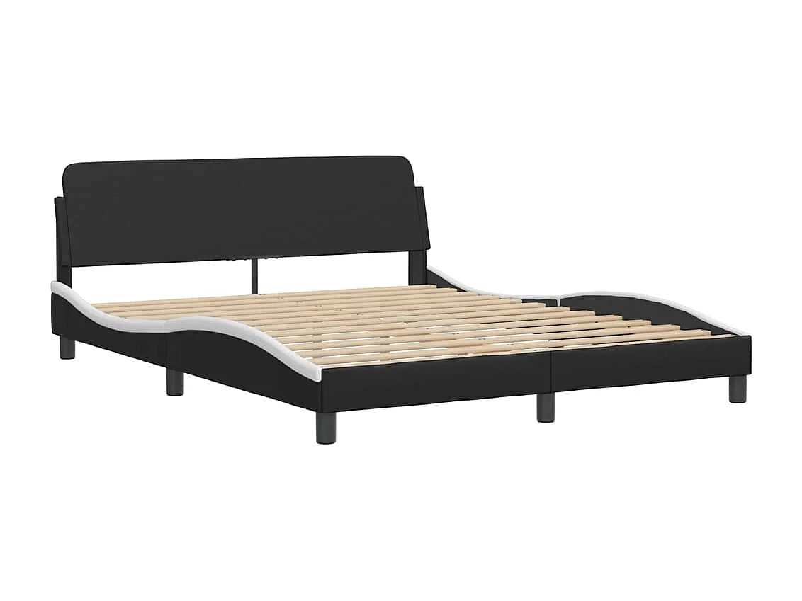 Bedframe "Viana" zonder matras kunstleer zwart en wit 160x200 cm