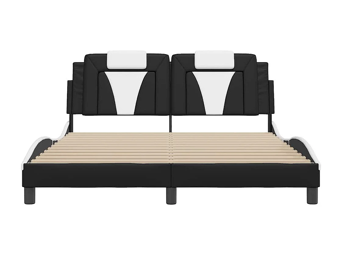 Cadre de lit Viana sans matelas noir et blanc 160x200 cm similicuir