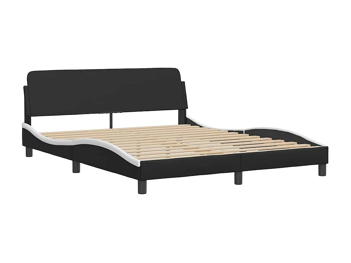 Cadre de lit Viana sans matelas noir et blanc 160x200 cm similicuir