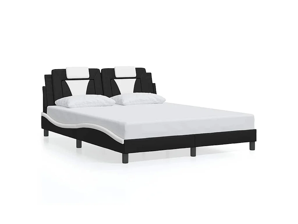 Cadre de lit Viana sans matelas noir et blanc 160x200 cm similicuir