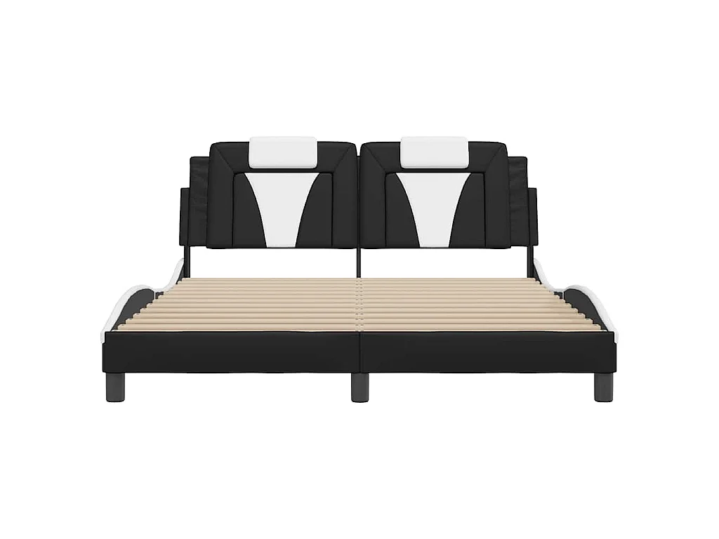 Cadre de lit Viana sans matelas noir et blanc 160x200 cm similicuir