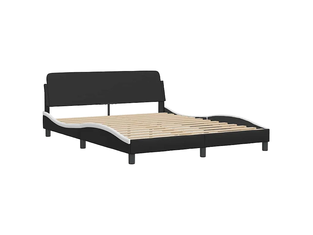 Cadre de lit Viana sans matelas noir et blanc 160x200 cm similicuir