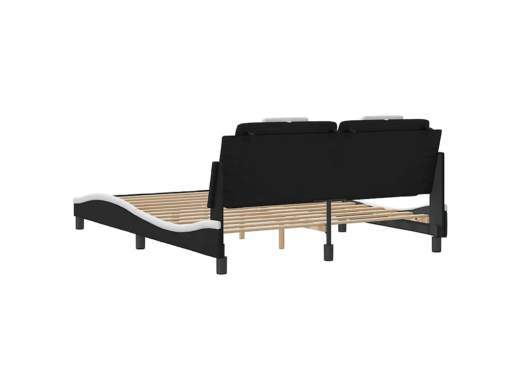 Cadre de lit Viana sans matelas noir et blanc 160x200 cm similicuir