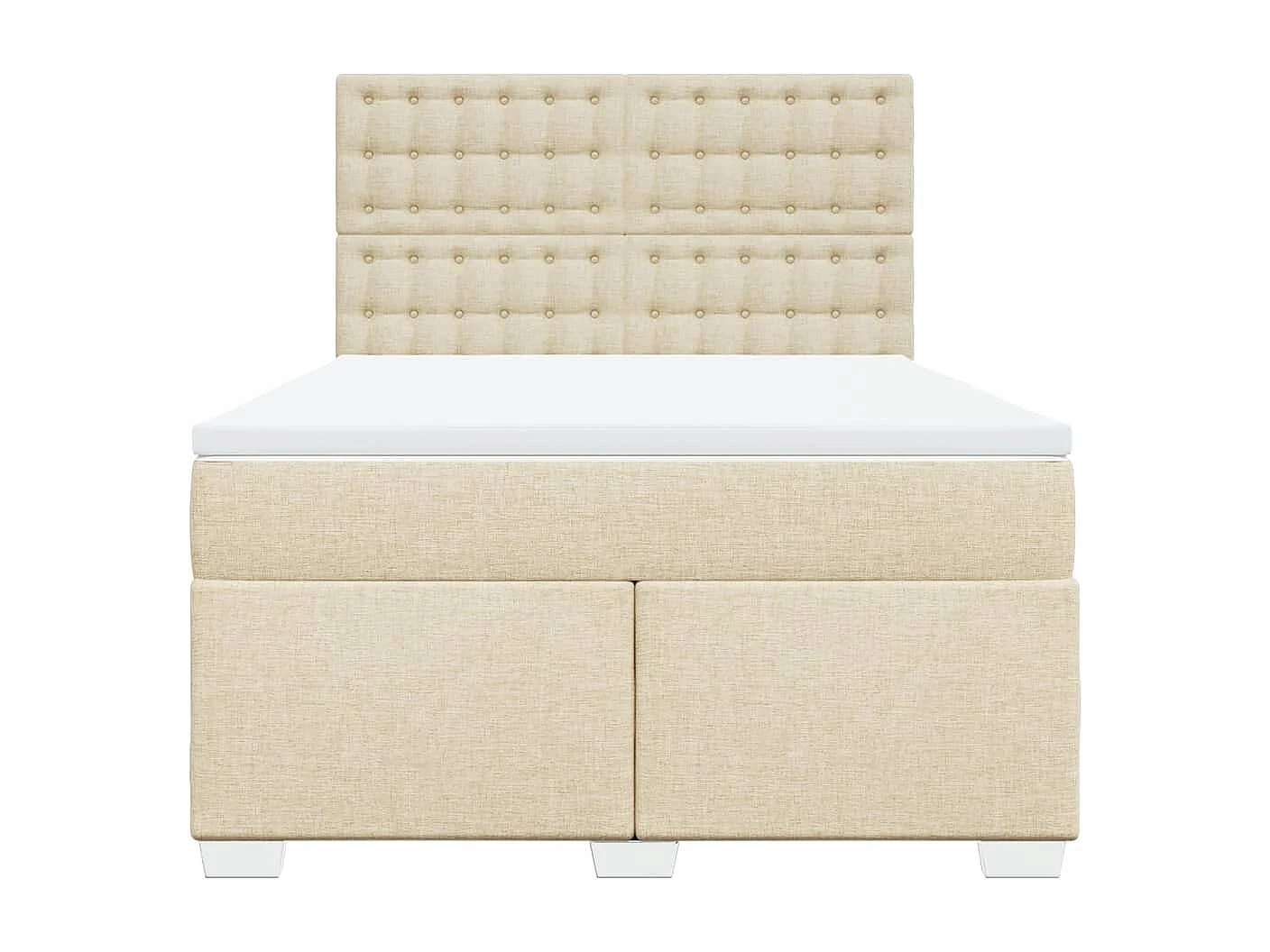 Sommier à lattes de lit avec matelas Crème 140x200 cm Tissu