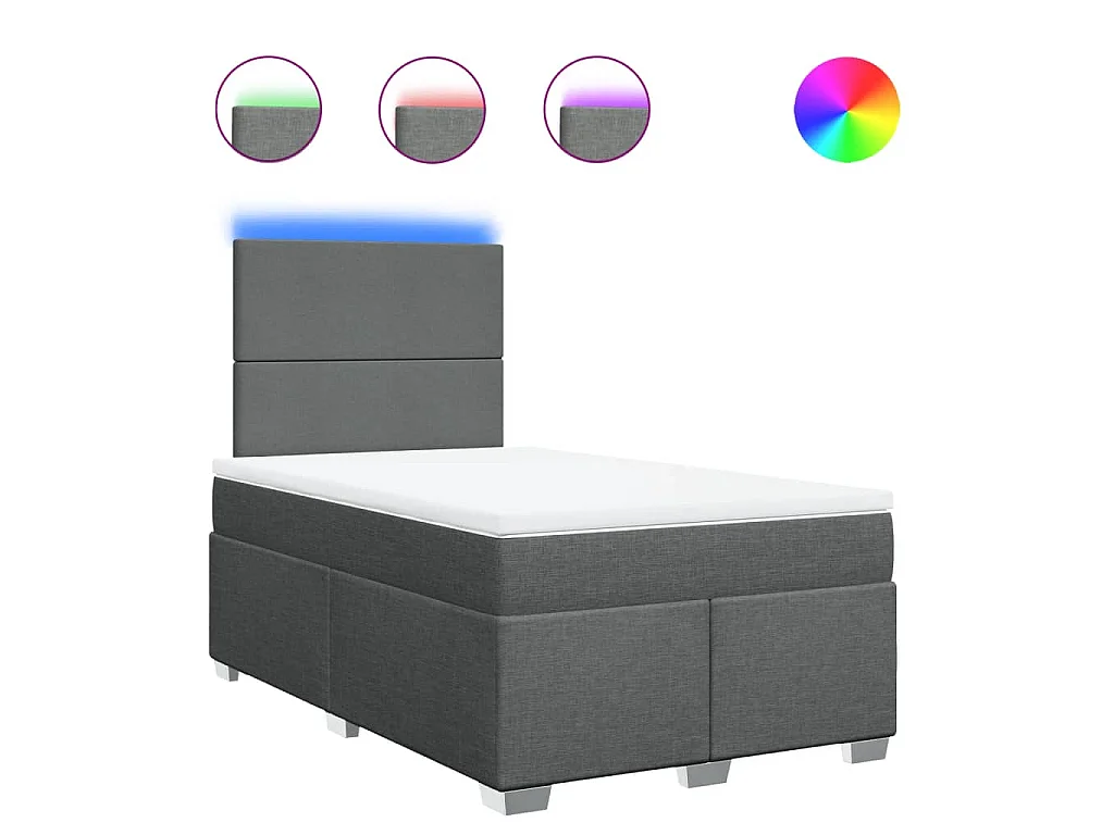 Cama box spring con colchón tela gris oscuro 120x190 cm