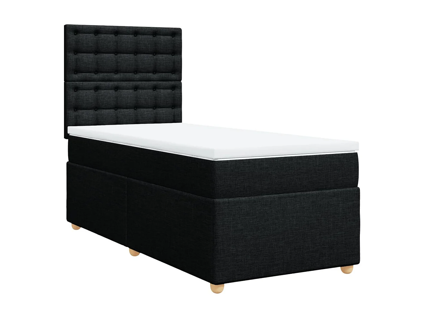 Sommier à lattes de lit avec matelas Noir 90x190 cm Tissu