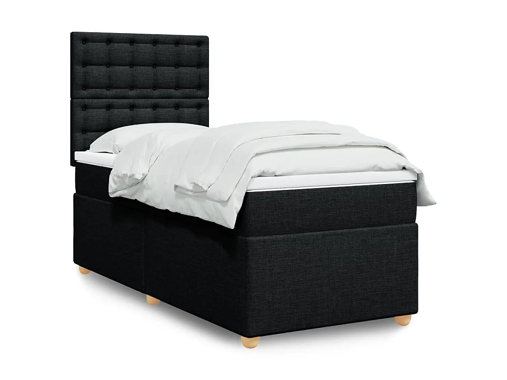 Boxspringbett mit Matratze Schwarz 90x190 cm Stoff
