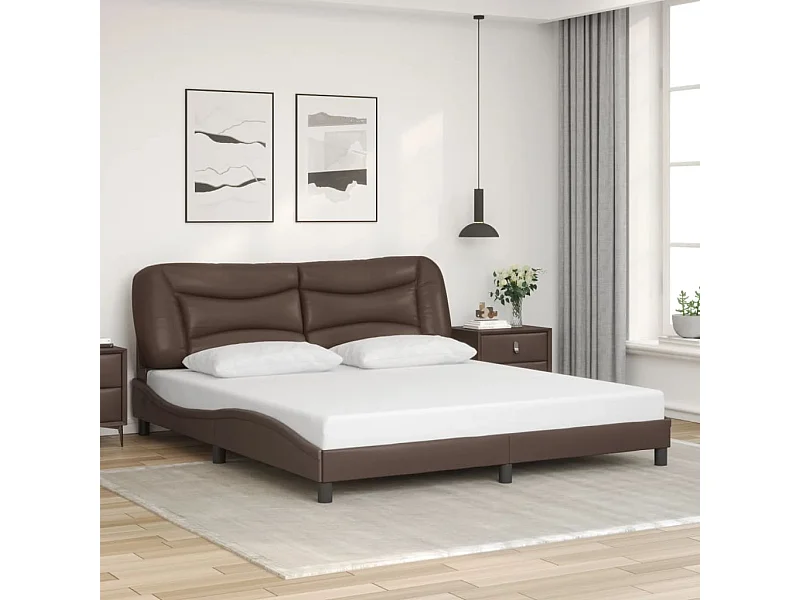 Cadre de lit sans matelas Hvar marron 180x200 cm similicuir