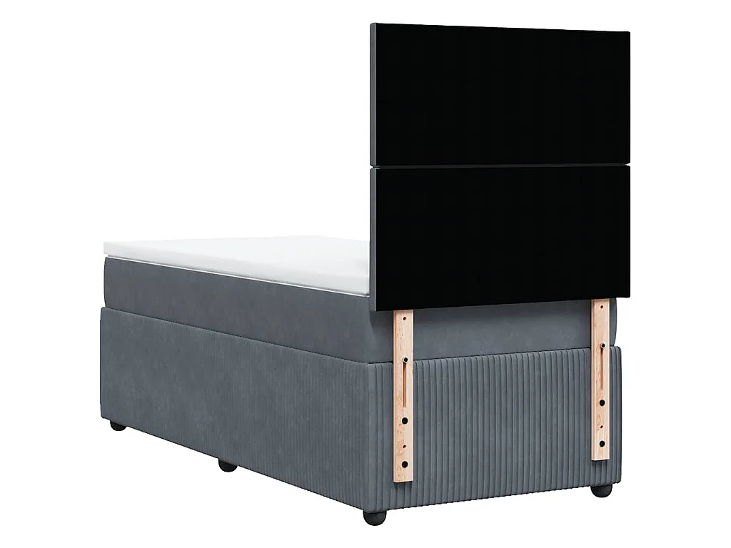 Boxspring met matras fluweel donkergrijs 90x200 cm
