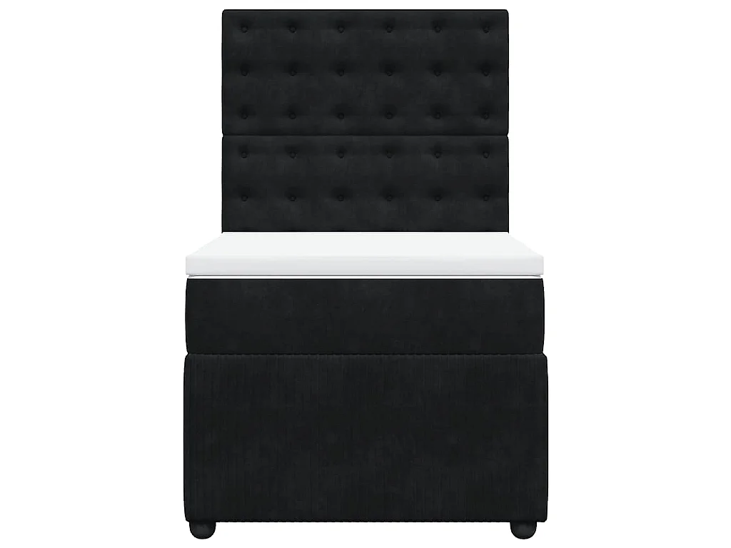 Cama box spring con colchón terciopelo negro 80x200 cm