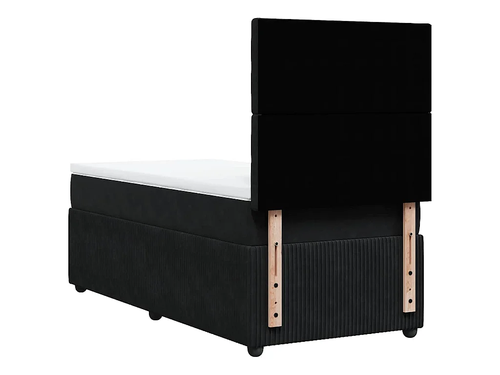 Cama box spring con colchón terciopelo negro 80x200 cm