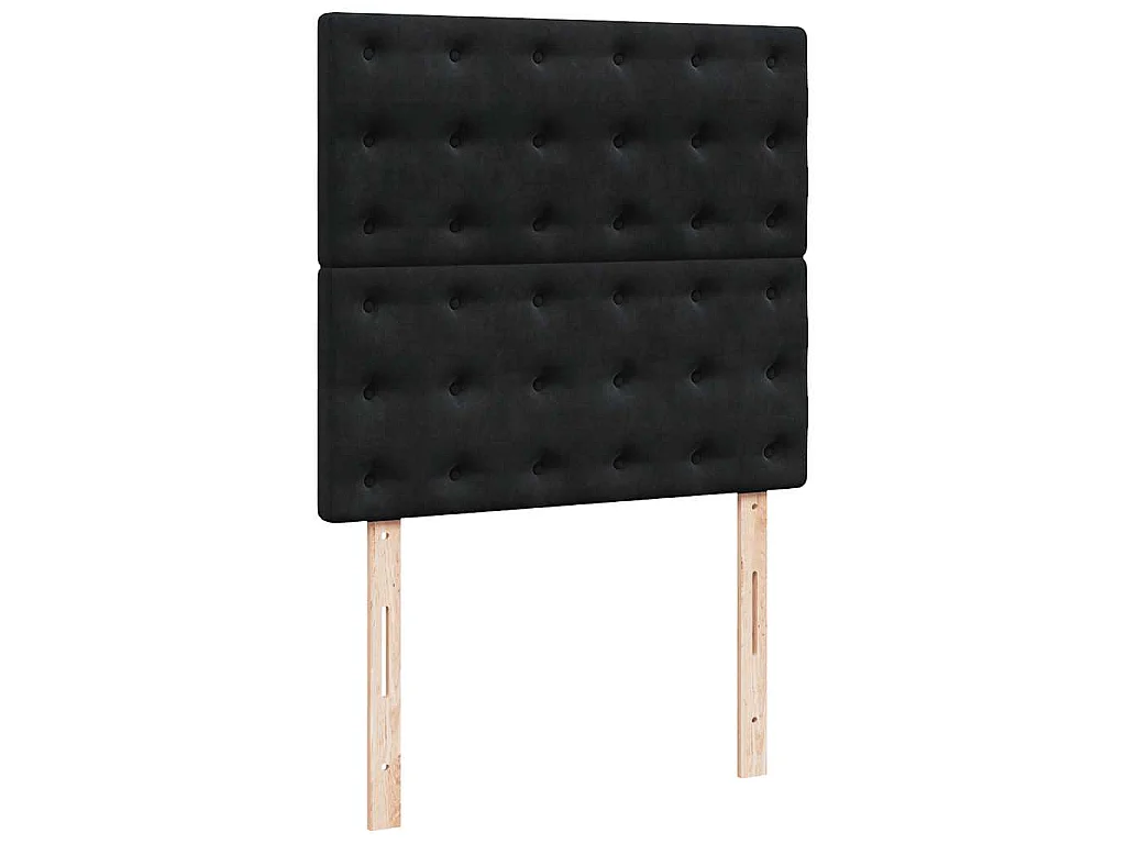 Cama box spring con colchón terciopelo negro 80x200 cm