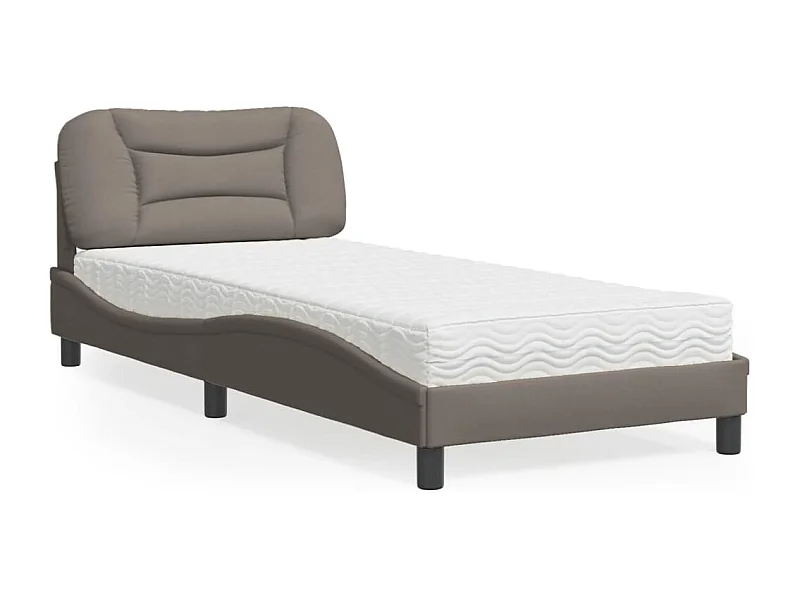 Cama con colchón Hvar tela gris taupe 80x200 cm