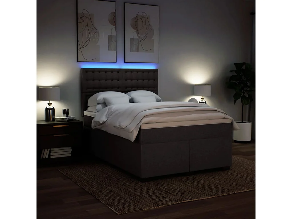 Boxspringbett mit Matratze Dunkelbraun 140x200 cm Stoff