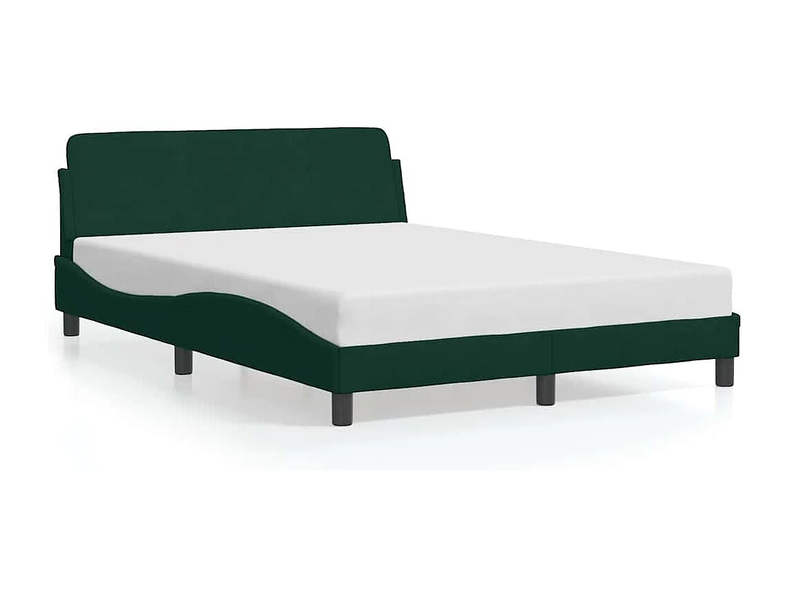 Cadre de lit Dover vert foncé 140x190 cm velours