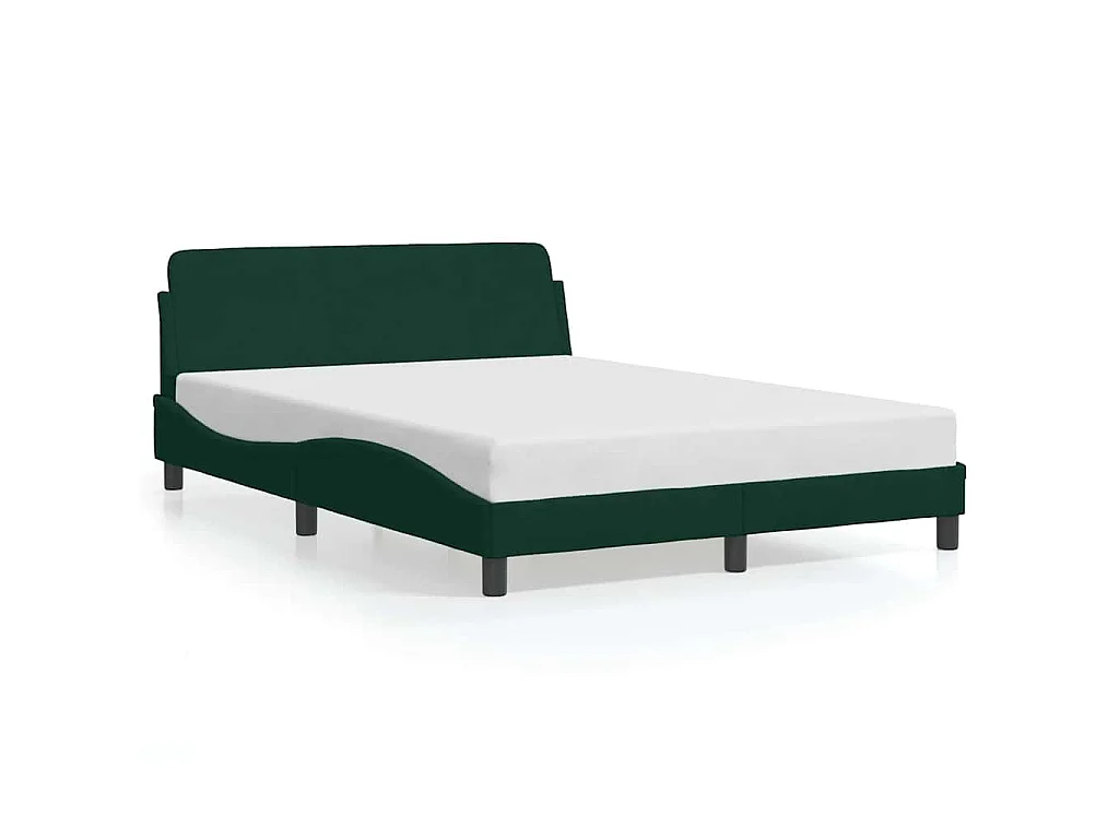 Cadre de lit Dover vert foncé 140x190 cm velours