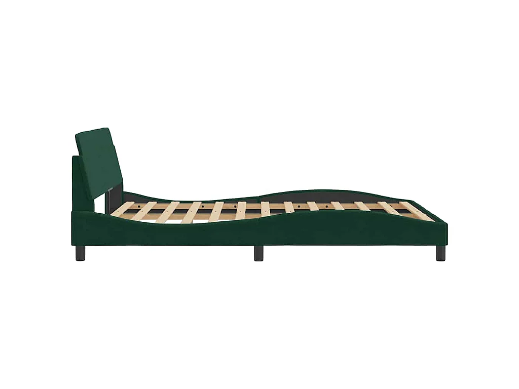 Cadre de lit Dover vert foncé 140x190 cm velours