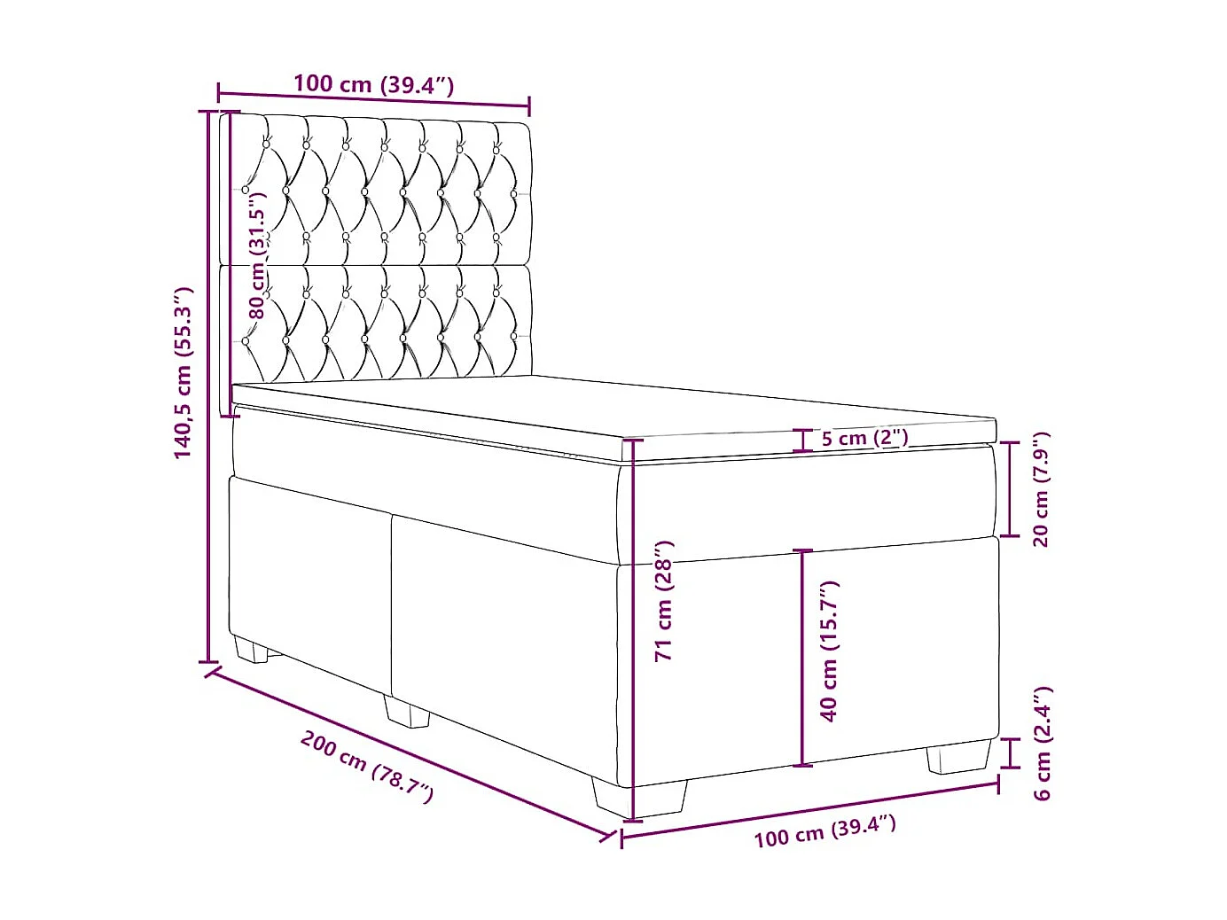 Sommier à lattes de lit avec matelas bleu 100x200 cm