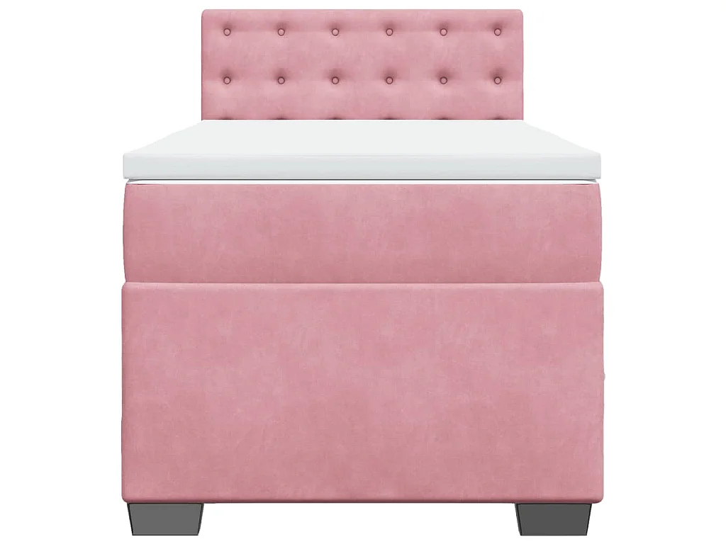 Cama box spring con colchón terciopelo rosa 90x190 cm