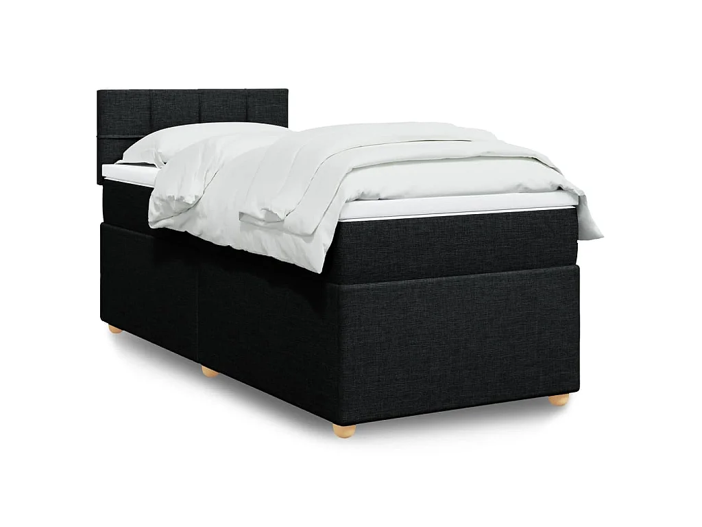 Giroletto a Molle con Materasso Nero 90x190 cm in Tessuto