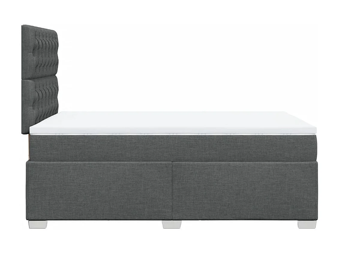 Cama box spring con colchón tela gris oscuro 120x200 cm