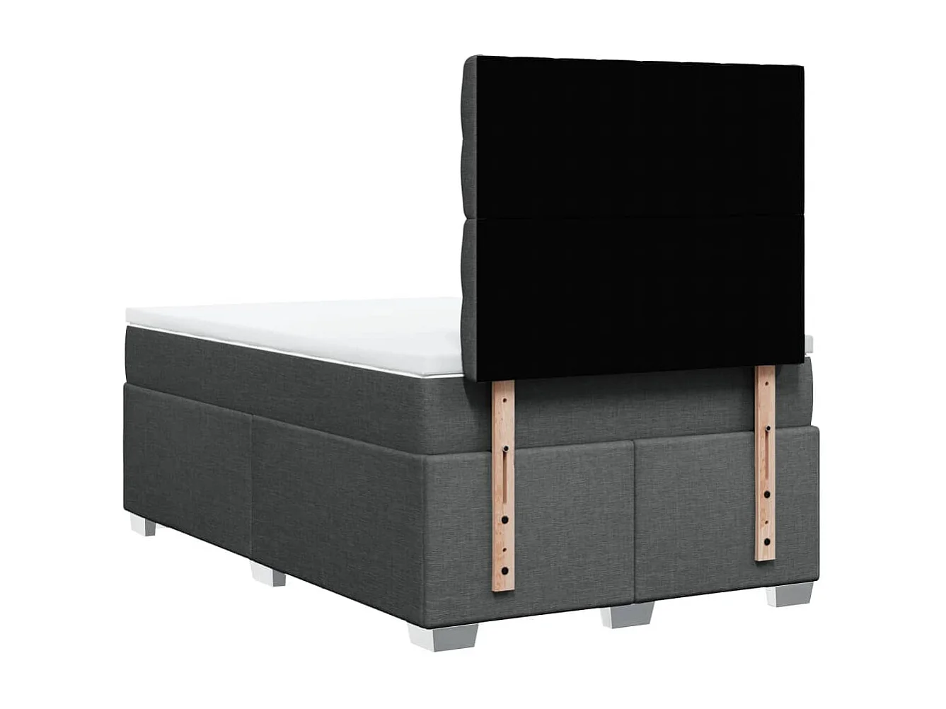 Cama box spring con colchón tela gris oscuro 120x200 cm