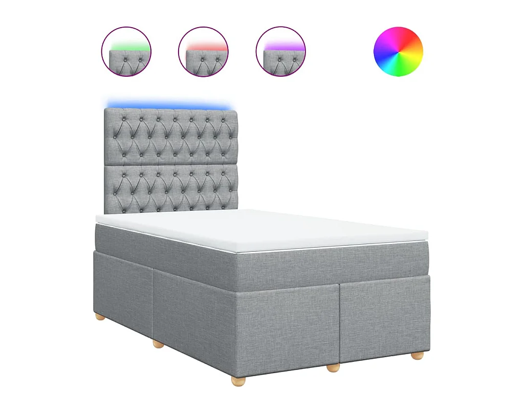 Boxspringbett mit Matratze Hellgrau 120x200 cm Stoff