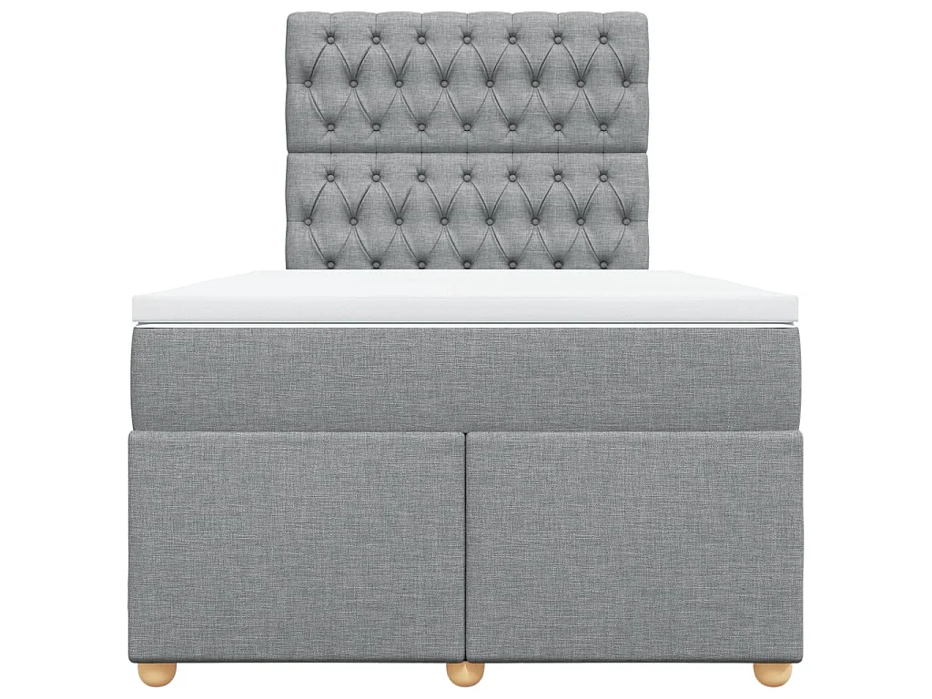 Boxspringbett mit Matratze Hellgrau 120x200 cm Stoff