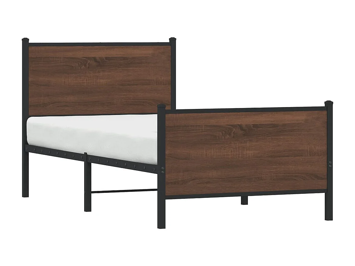 Cadre de lit en métal sans matelas chêne marron 75x190 cm