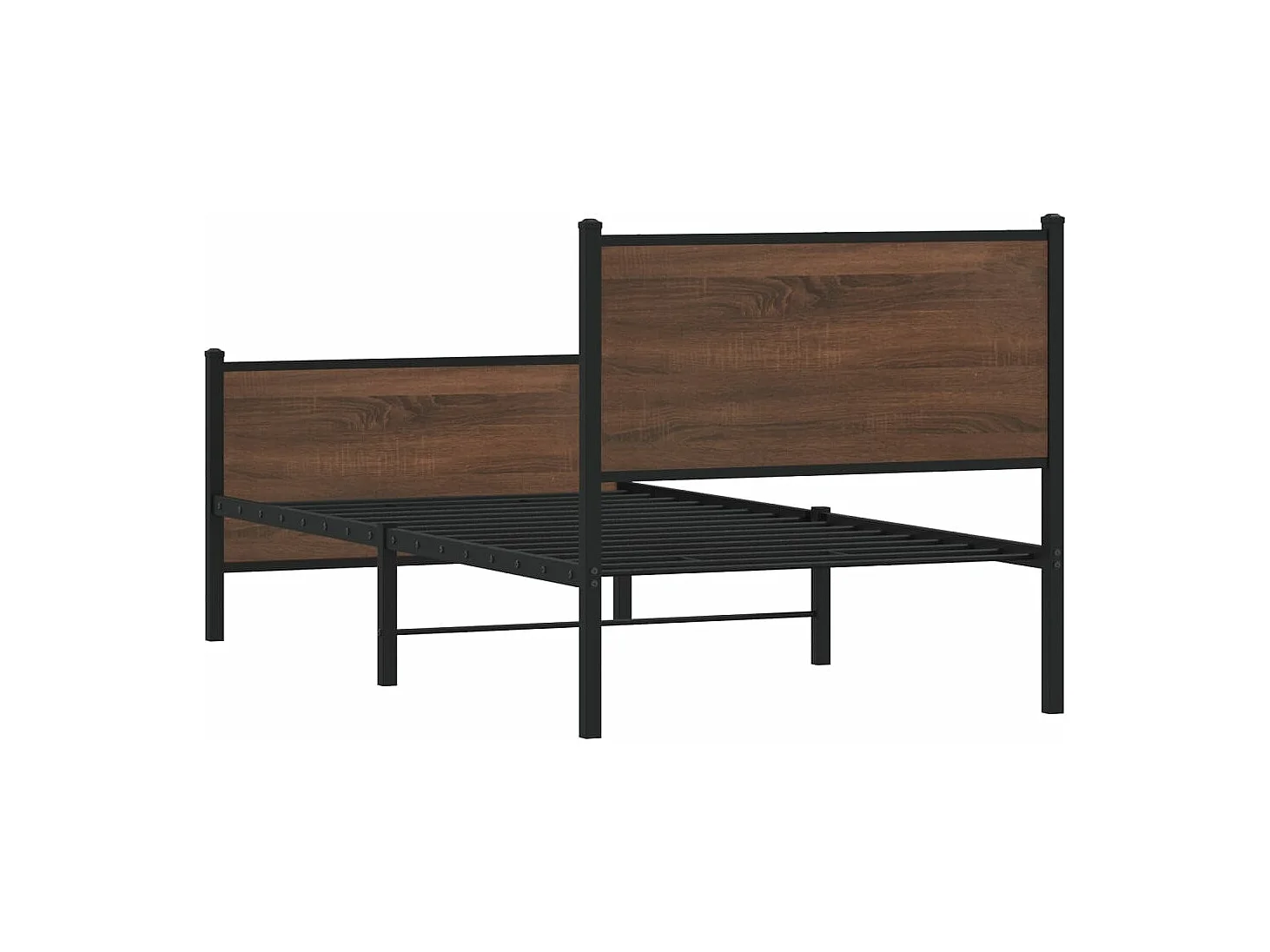 Cadre de lit en métal sans matelas chêne marron 75x190 cm