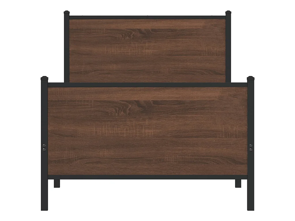 Cadre de lit en métal sans matelas chêne marron 75x190 cm