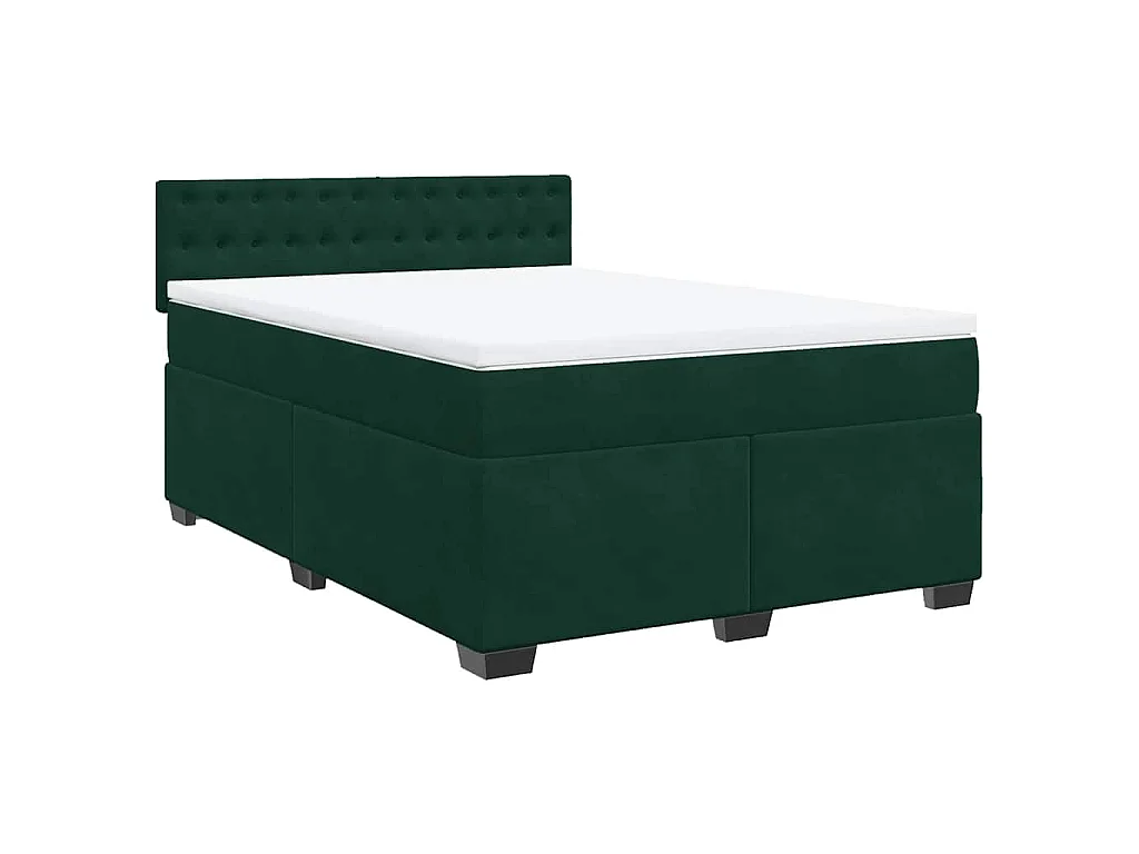 Sommier à lattes de lit et matelas Vert foncé 140x190cm Velours