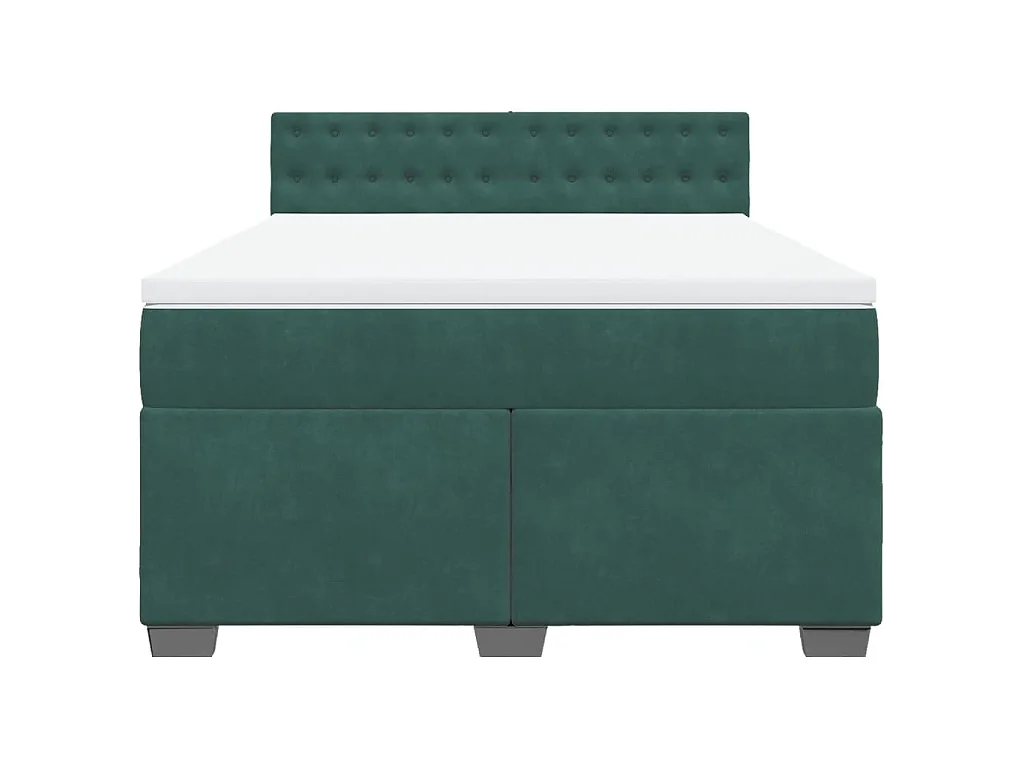 Sommier à lattes de lit et matelas Vert foncé 140x190cm Velours