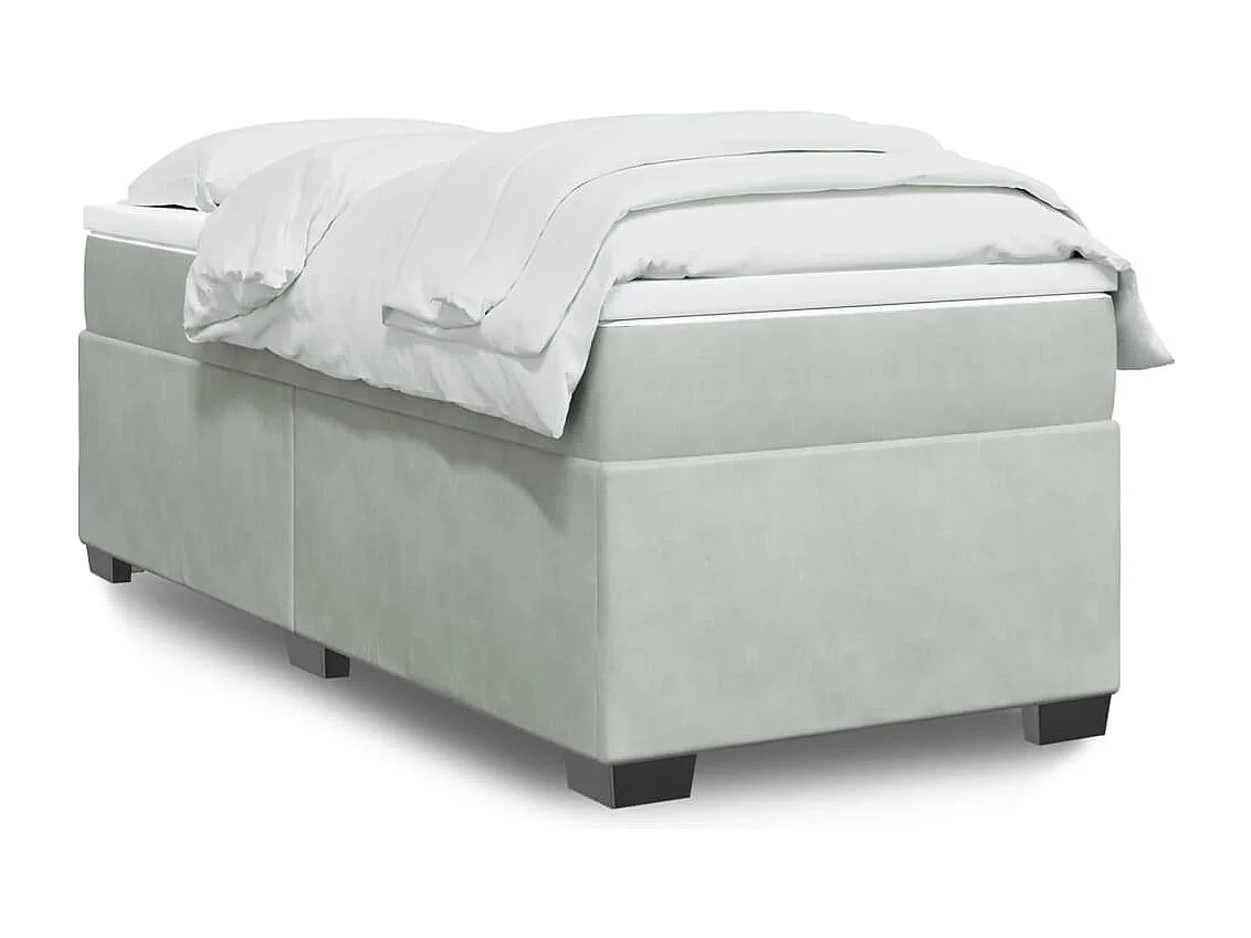 Sommier à lattes de lit et matelas Gris clair 90x200 cm Velours