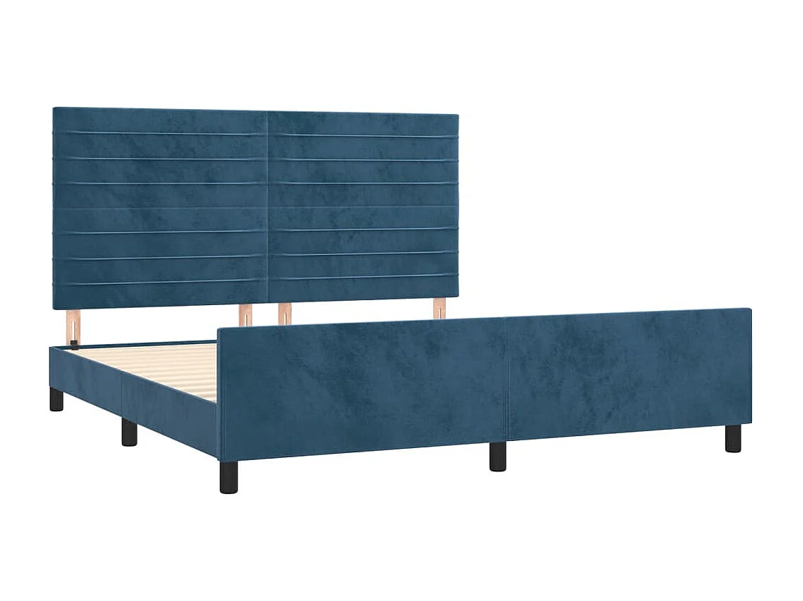 Estructura cama con cabecero terciopelo azul oscuro 180x200 cm