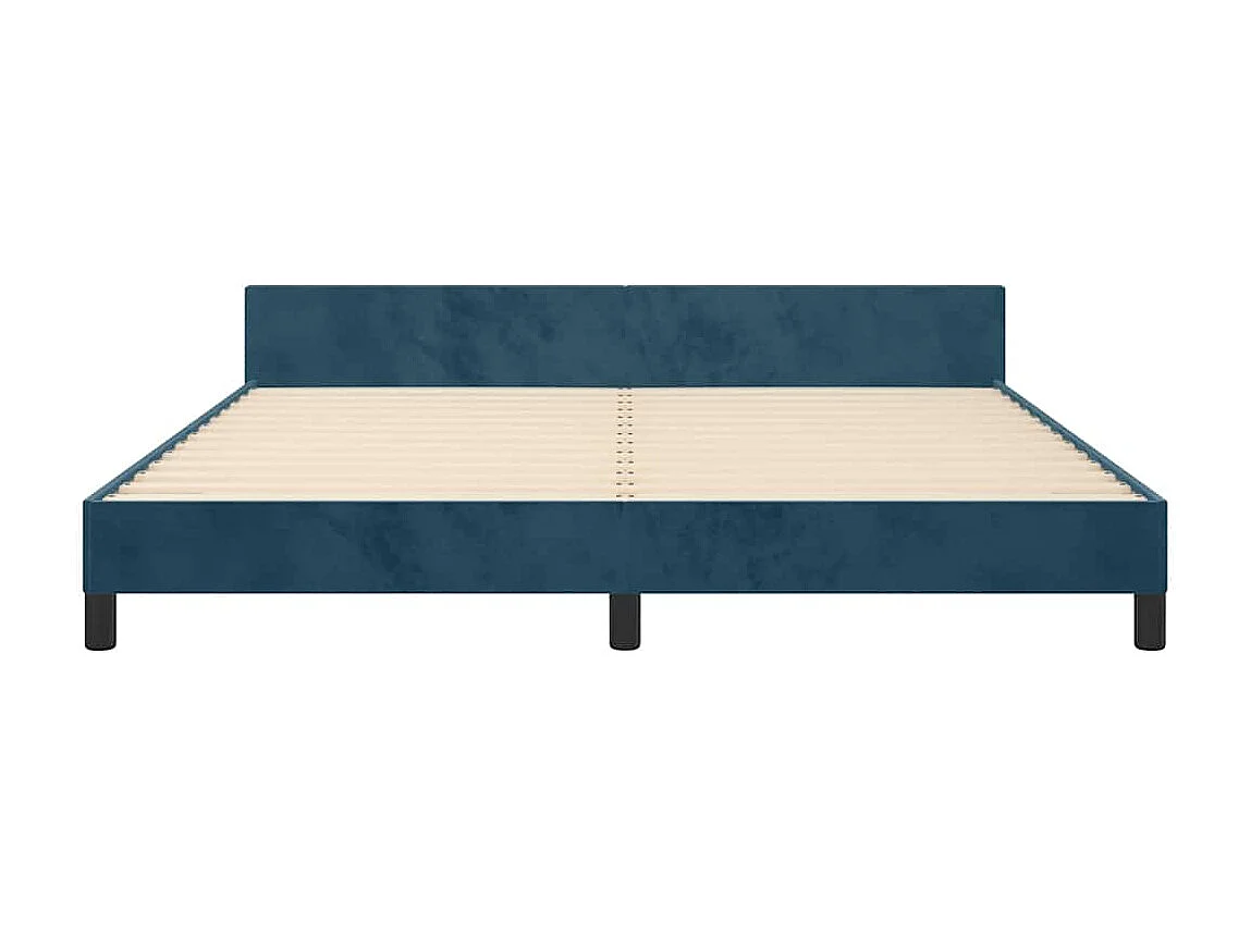Cadre de lit sans matelas bleu foncé velours