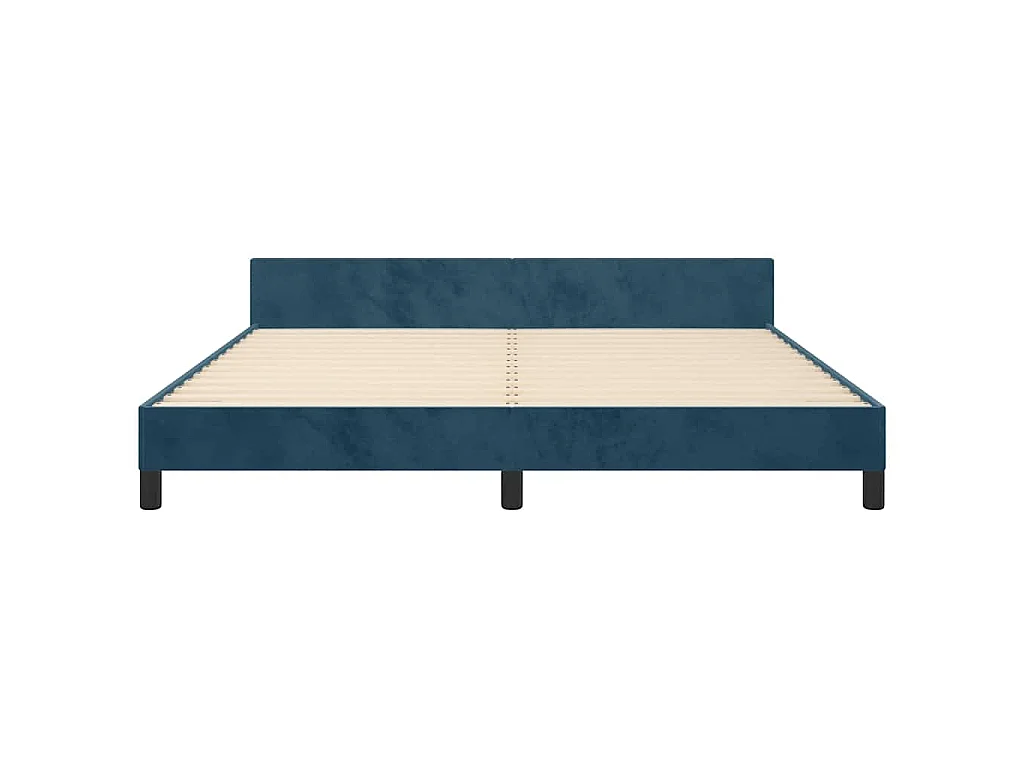 Bedframe met hoofdeinde fluweel donkerblauw 180x200 cm