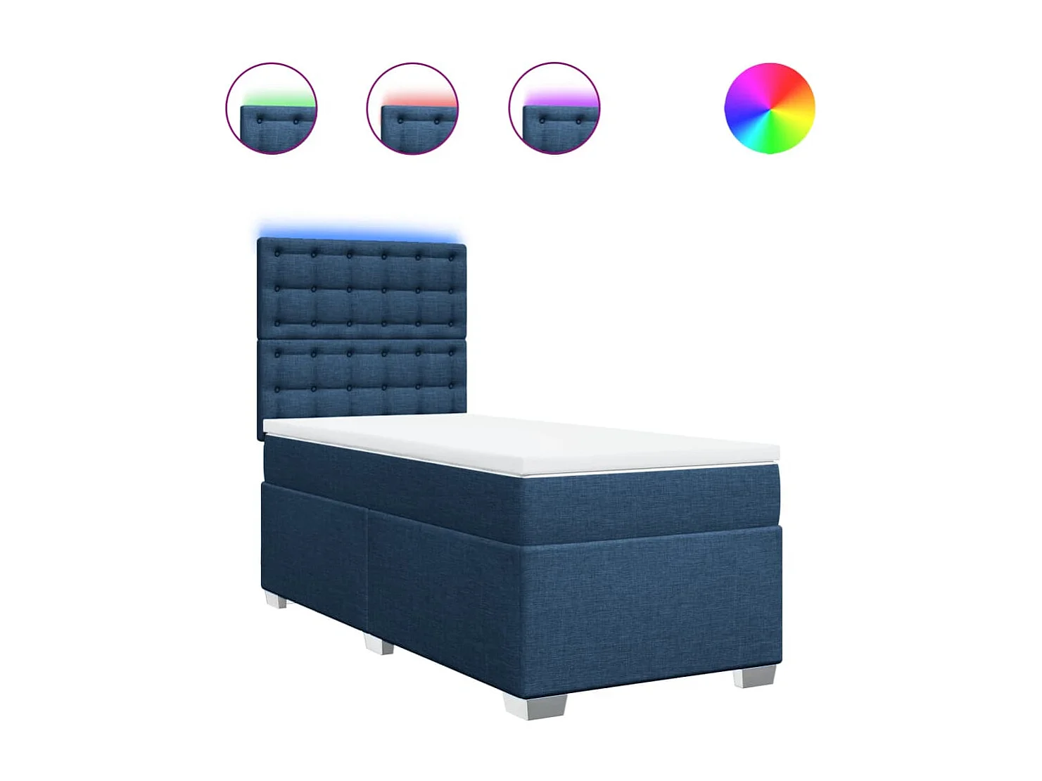 Cama com molas/colchão 80x200 cm tecido azul