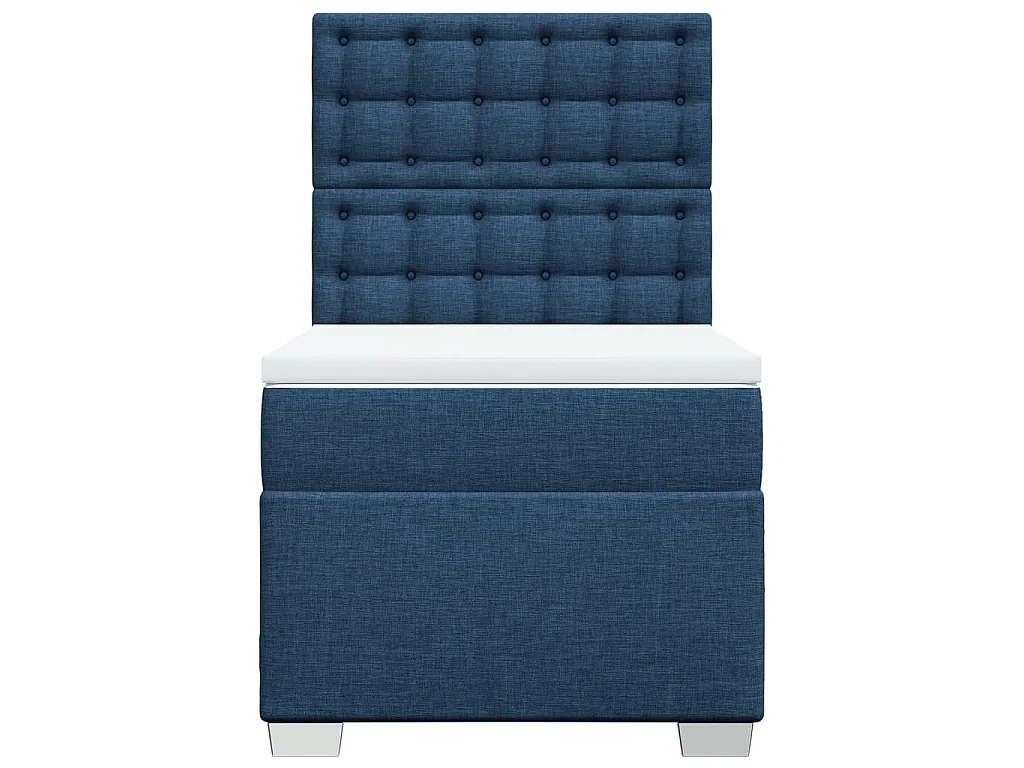Cama box spring con colchón tela azul 80x200 cm