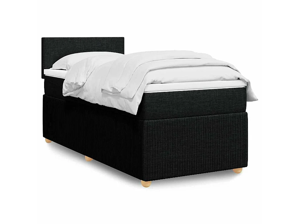 Boxspringbett mit Matratze Schwarz 90x190 cm Stoff