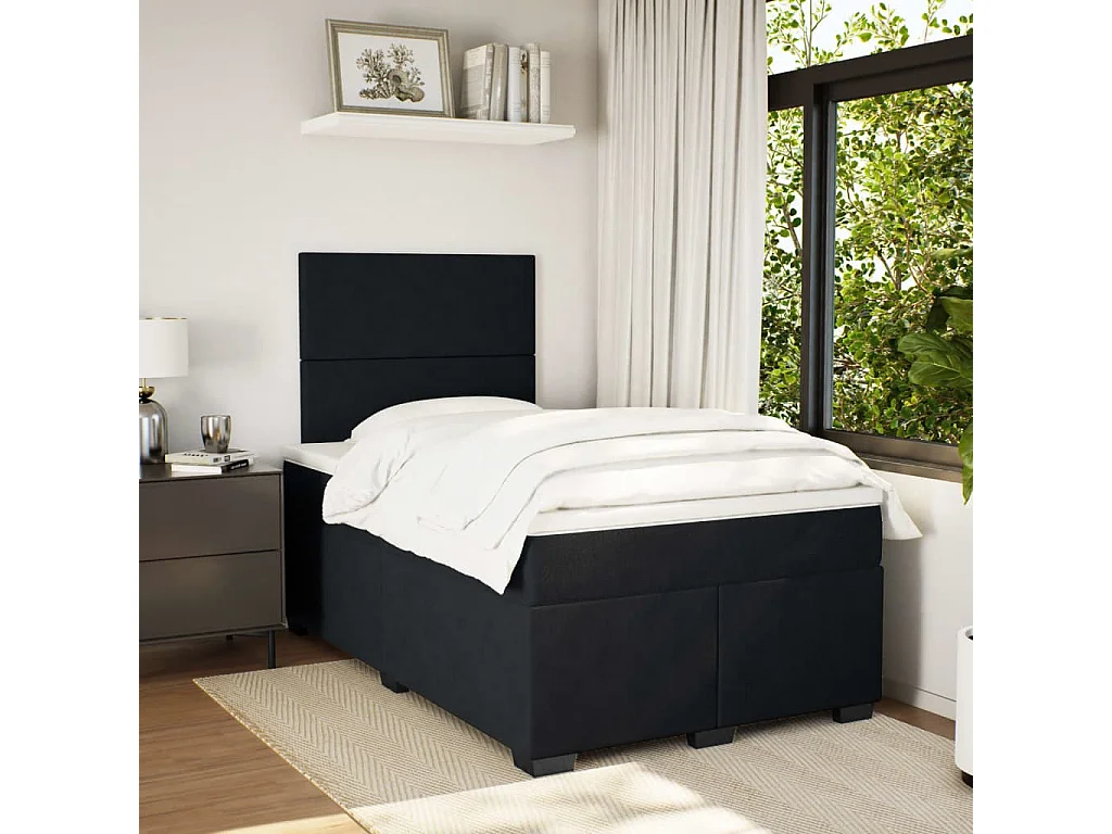 Giroletto a Molle con Materasso Nero 120x190 cm in Velluto