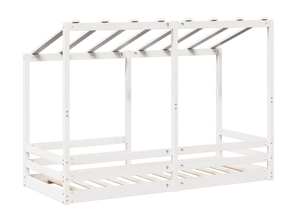 Kinderbed met bedhuis 75x190 cm massief grenenhout wit