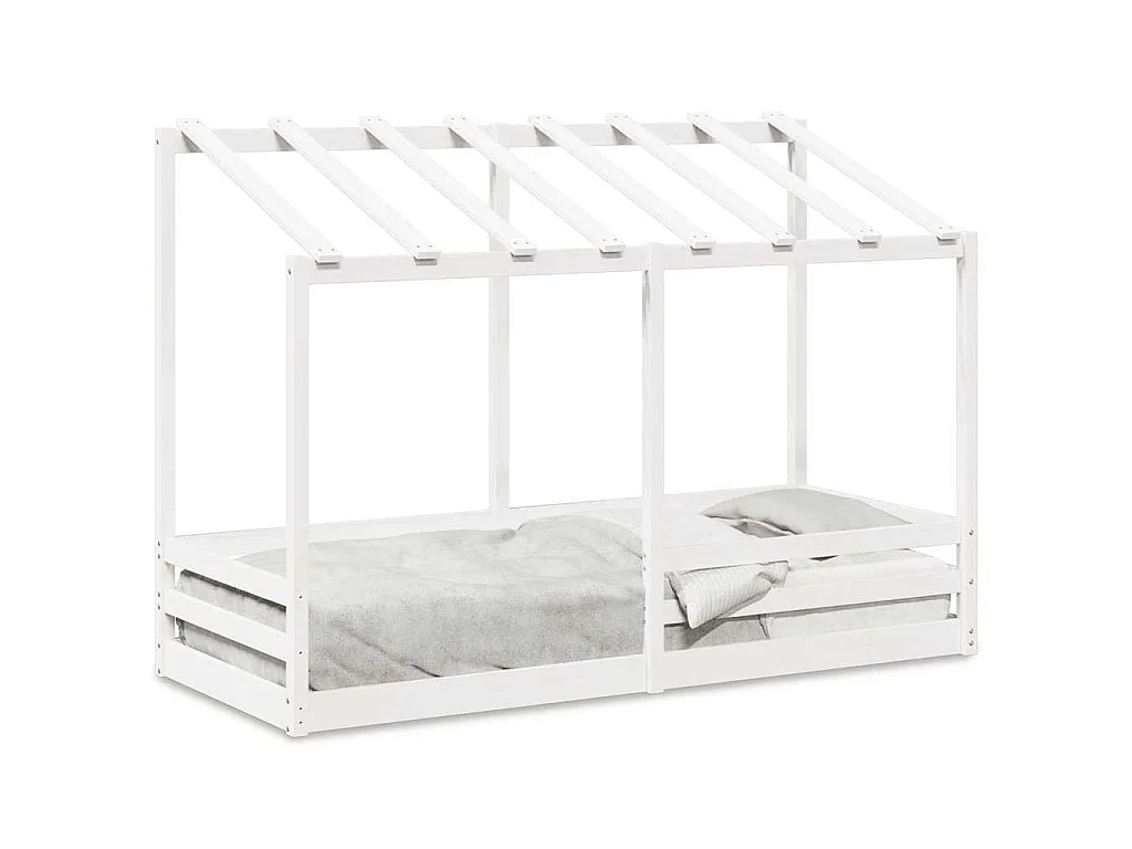 Lit pour enfants sans matelas blanc 75x190 cm bois pin massif