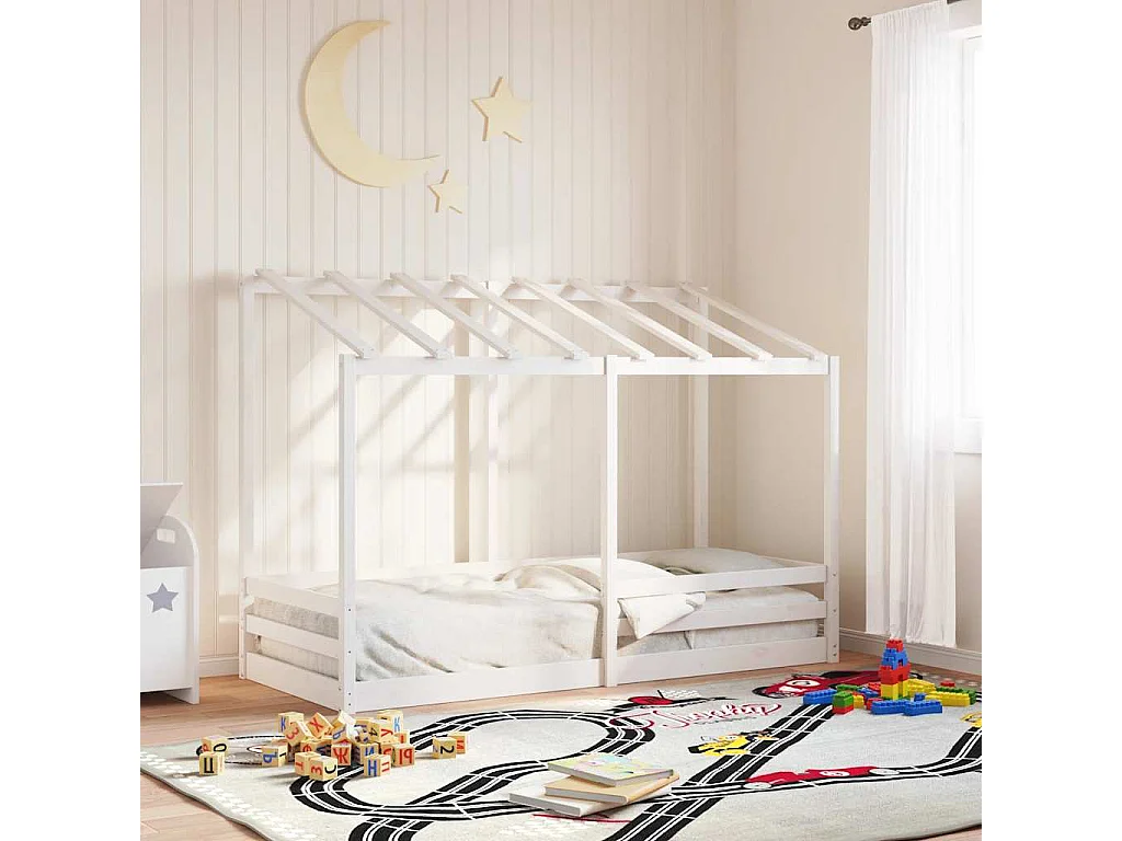 Lit pour enfants sans matelas blanc 75x190 cm bois pin massif