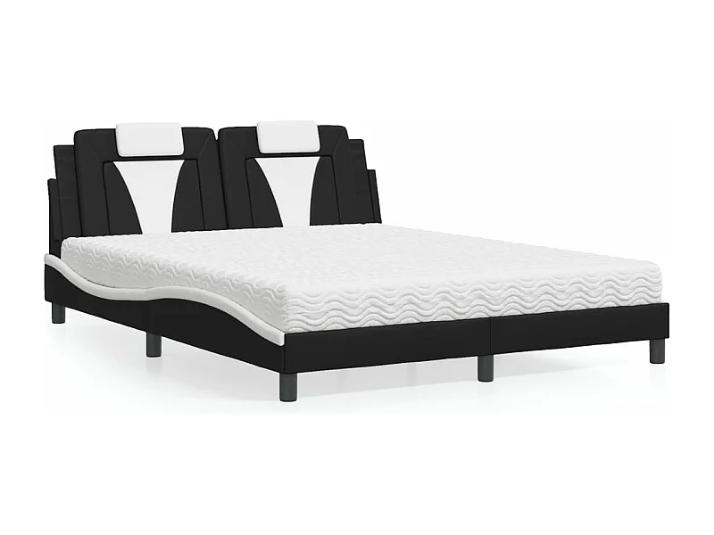 Lit Viana avec matelas noir et blanc 160x200 cm similicuir