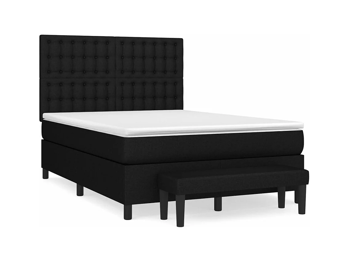 Sommier à lattes de lit avec matelas Noir 140x200 cm Tissu