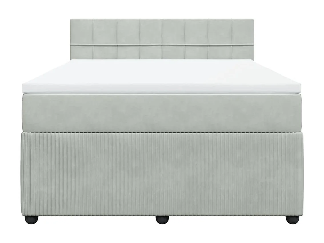 Giroletto a Molle con Materasso Grigio Chiaro 160x200cm Velluto