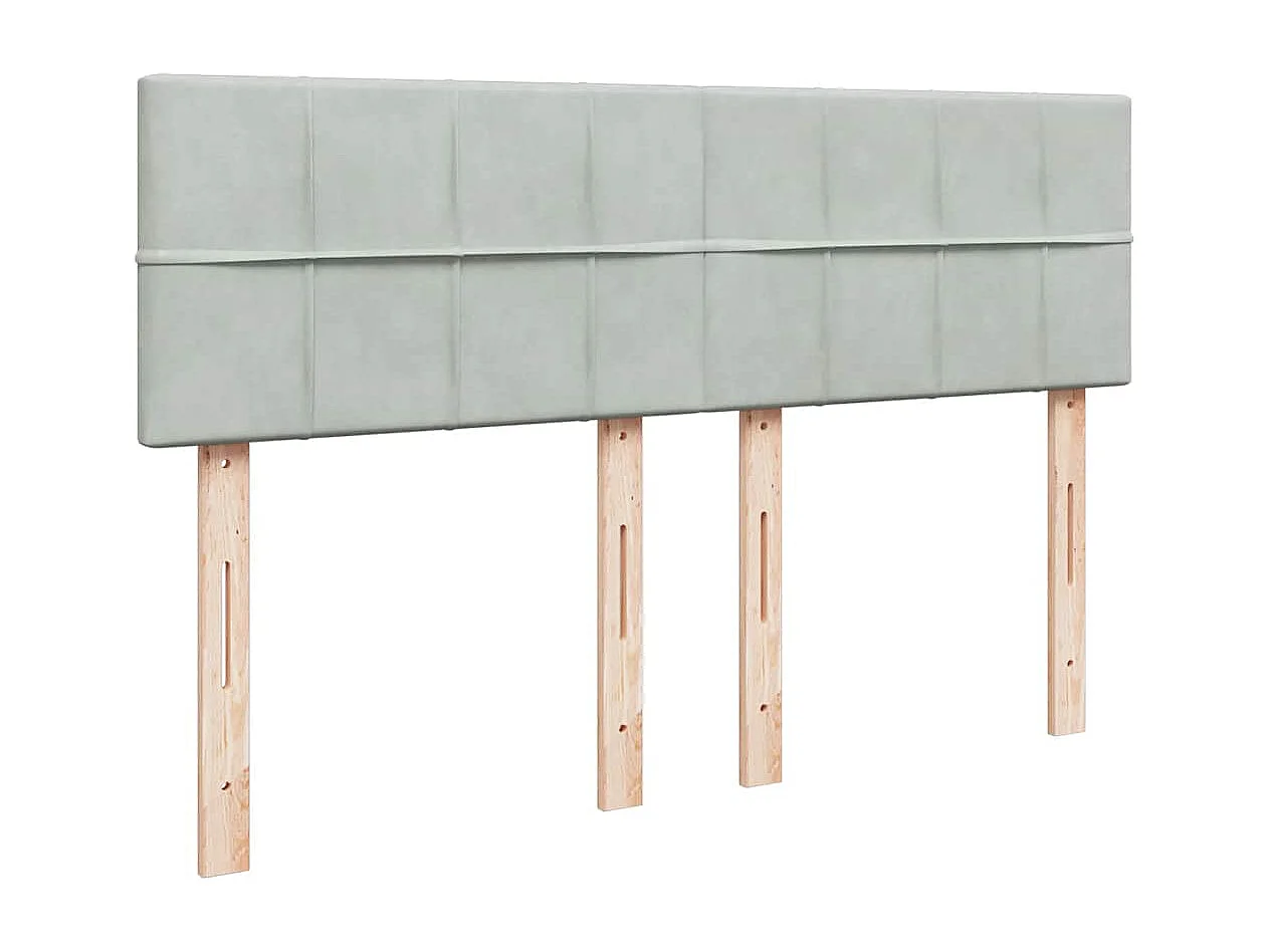 Giroletto a Molle con Materasso Grigio Chiaro 160x200cm Velluto