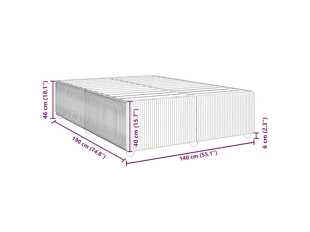 Cadre de lit sans matelas gris foncé 140x190 cm velours